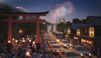 日本の有名なお祭りへ行く際の交通渋滞や宿の確保はどうすべき？