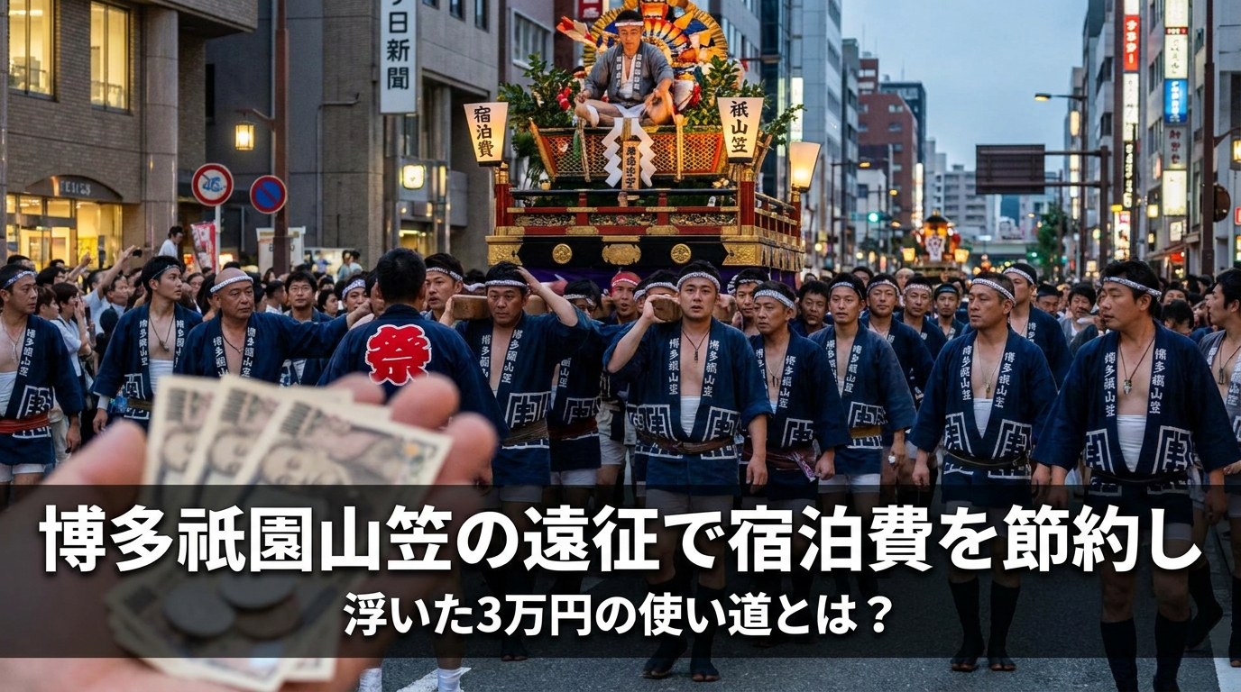 博多祇園山笠の遠征で宿泊費を節約し浮いた3万円の使い道とは?