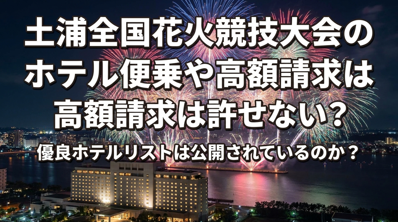 土浦全国花火競技大会のホテル便乗や高額請求は許せない?優良ホテルリストは公開されているのか?