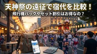 天神祭の遠征で宿代を比較！飛行機パックやセット割引はお得なの？
