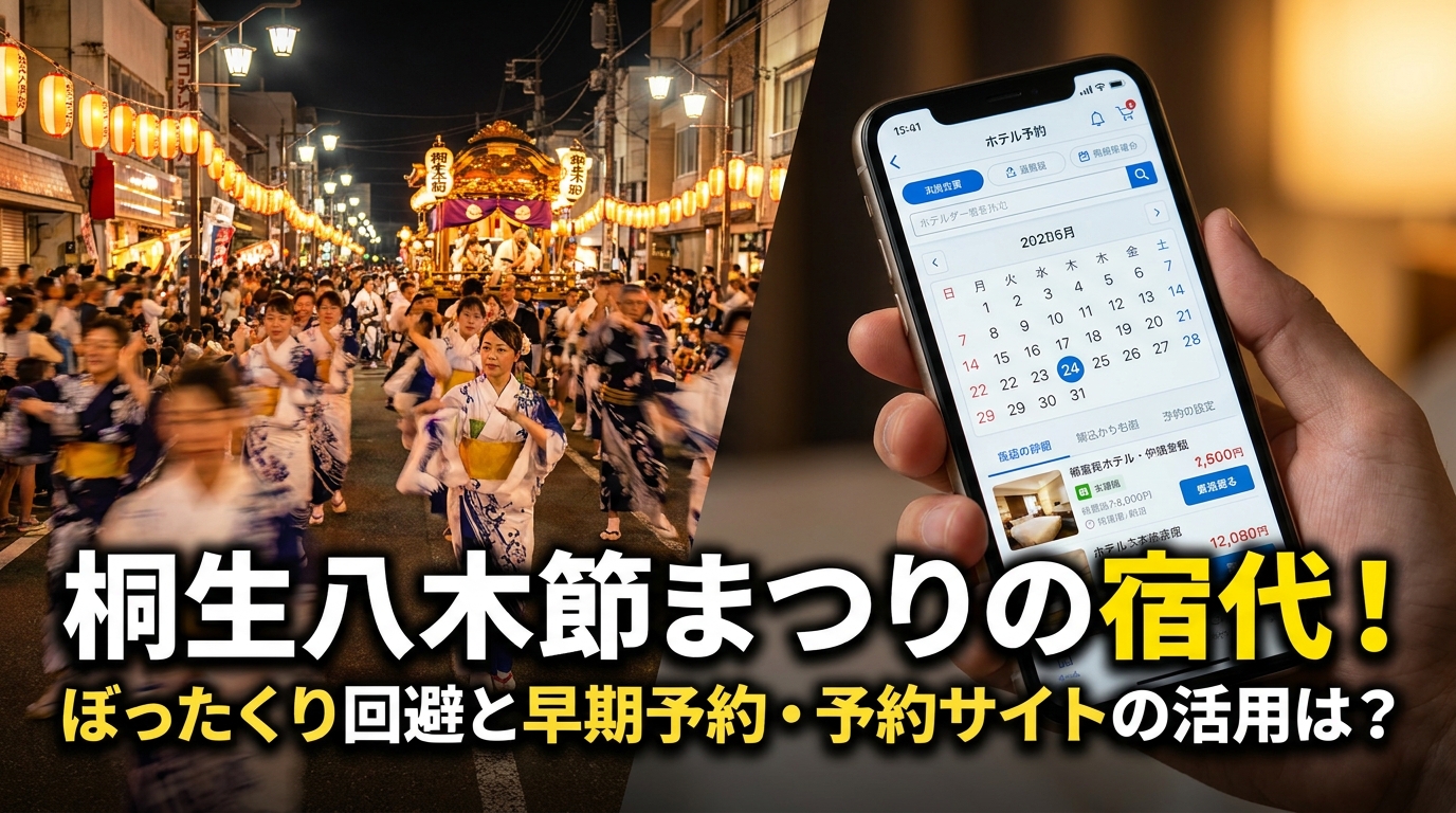 桐生八木節まつりの宿代！ぼったくり回避と早期予約・予約サイトの活用は？
