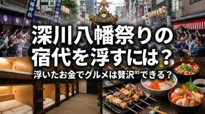 深川八幡祭りの宿代を浮かすには？浮いたお金でグルメは贅沢できる？
