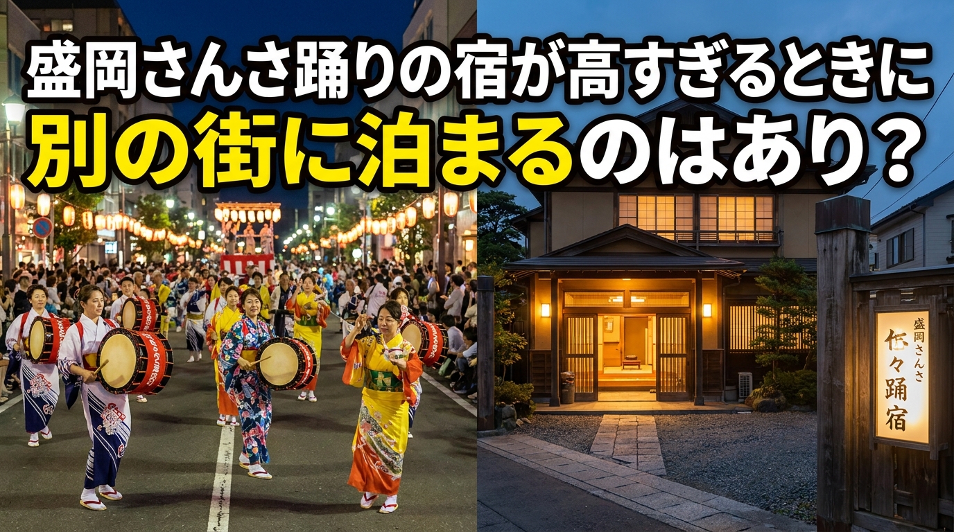 盛岡さんさ踊りの宿が高すぎるときに別の街に泊まるのはあり?