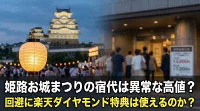 姫路お城まつりの宿代は異常な高値？回避に楽天ダイヤモンド特典は使えるのか？