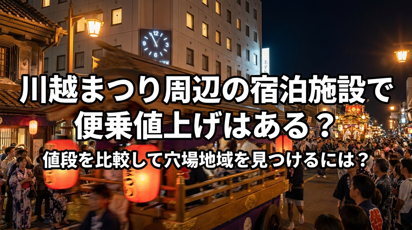 川越まつり周辺の宿泊施設で便乗値上げはある？値段を比較して穴場地域を見つけるには？