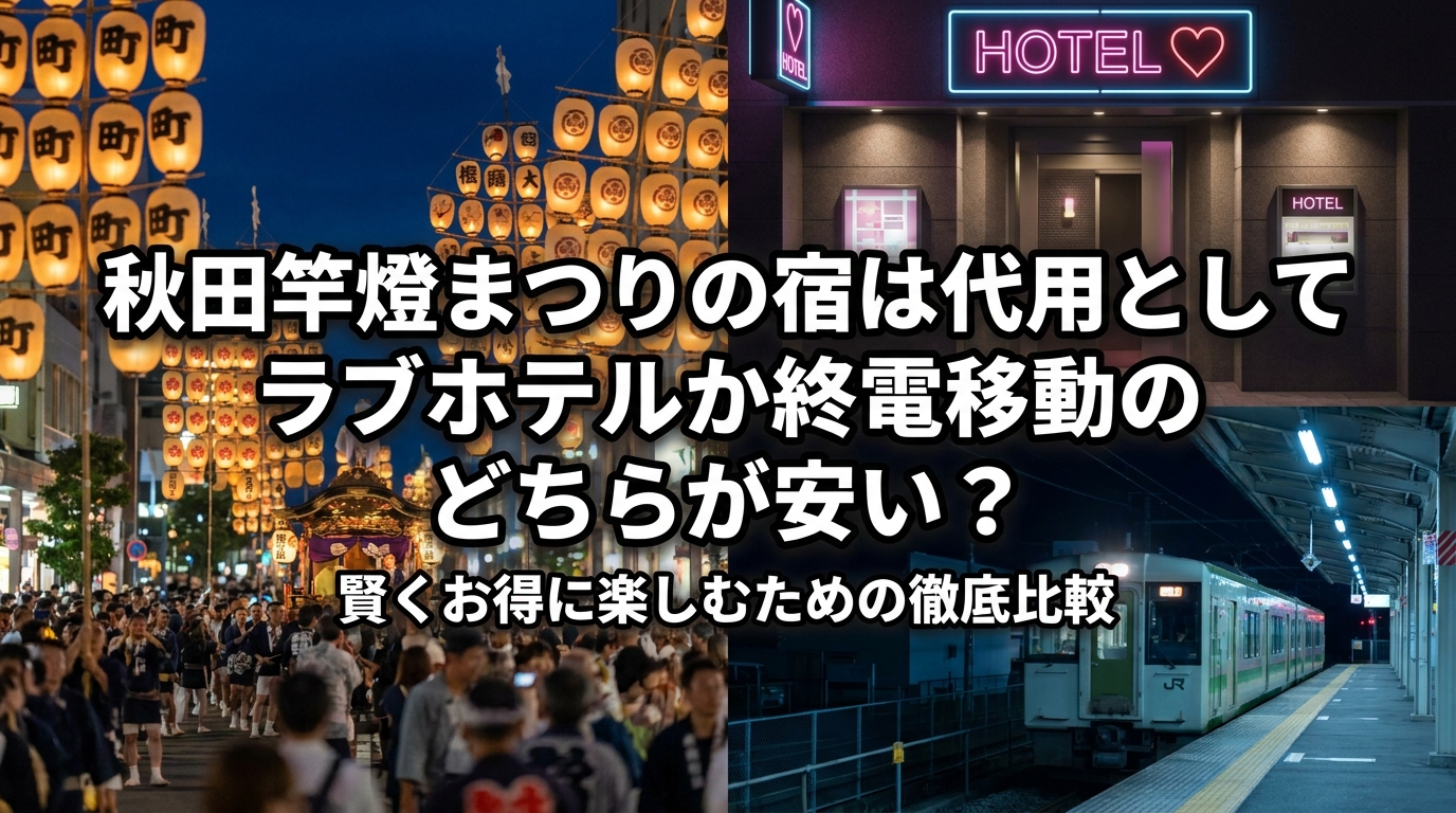 秋田竿燈まつりの宿は代用としてラブホテルか終電移動のどちらが安い？
