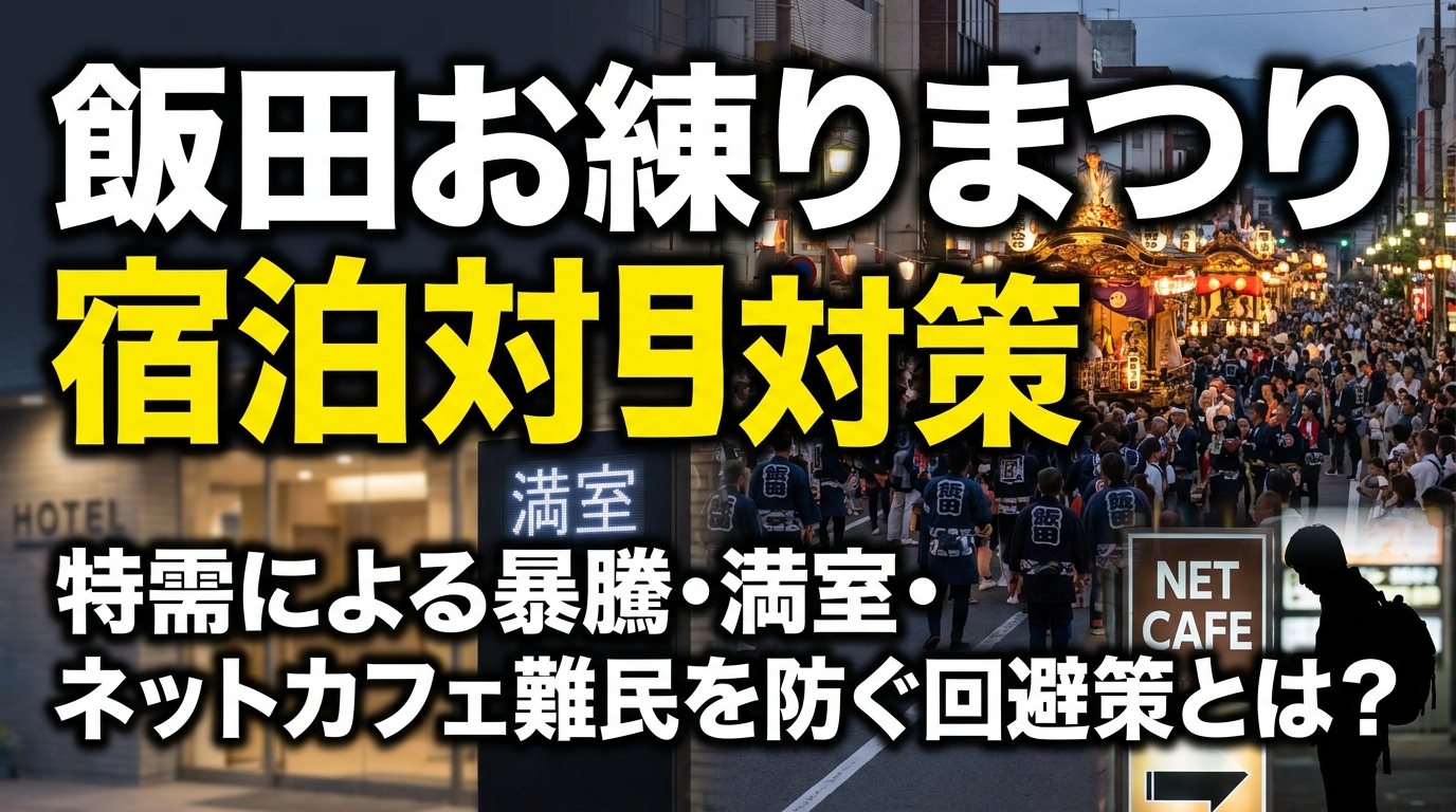 飯田お練りまつりの特需による宿泊料金暴騰を回避し、満室やネットカフェ難民を防ぐ対策とは？