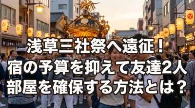 浅草三社祭へ遠征！宿の予算を抑えて友達2人部屋を確保する方法とは？