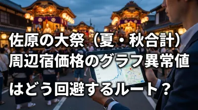 佐原の大祭（夏・秋合計）周辺宿価格のグラフ異常値はどう回避するルート？