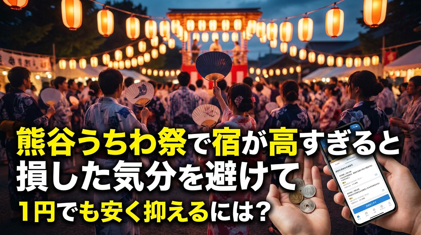 熊谷うちわ祭で宿が高すぎると損した気分を避けて1円でも安く抑えるには？