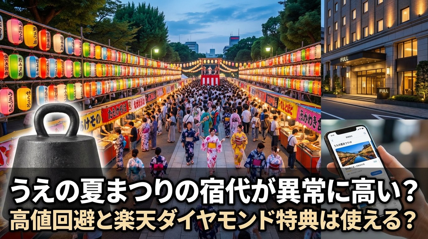 うえの夏まつりの宿代が異常に高い？高値回避と楽天ダイヤモンド特典は使える？
