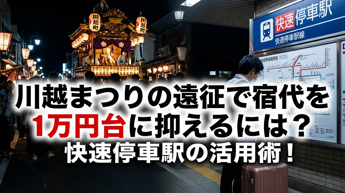 川越まつりの遠征で宿代を1万円台に抑えるには？快速停車駅の活用術！