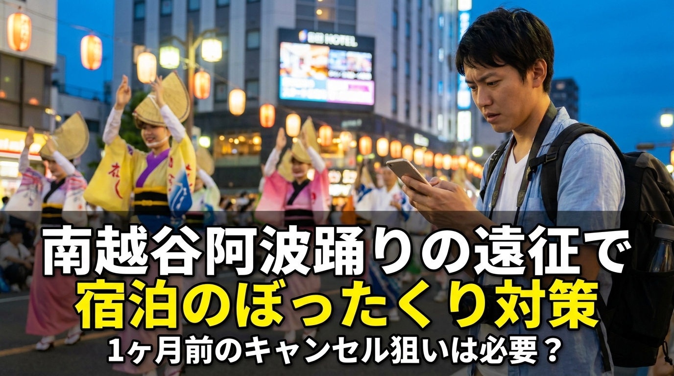 南越谷阿波踊りの遠征で宿泊のぼったくり対策と1ヶ月前のキャンセル狙いは必要？