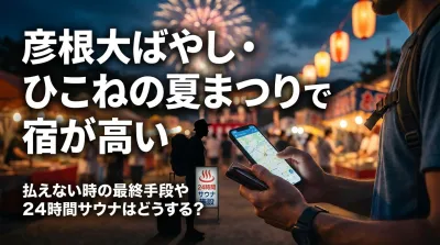 彦根大ばやし・ひこねの夏まつりで宿が高い、払えない時の最終手段や24時間サウナはどうする？